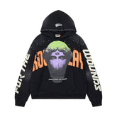 RoughPlay Psychedelic Portrait Graphic Vintage Hoodie