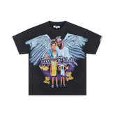 DUAA Legends Forever Angel Wings Basketball Vintage Graphic Oversized T‑Shirt