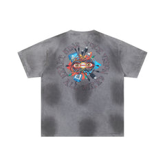 DUAA Psychedelic Organ Art Vintage Washed Graphic T‑Shirt