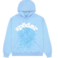 Sp5der Worldwide Web Hoodie in Baby Blue