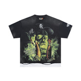 RoughPlay Money Monster Graphic Distressed Short‑Sleeve Tee Vintage Streetwear T‑Shirt