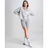 AIMN Grey Threaded Yoga Pentagram Pants for Women, High Waist, Hip Lifting, Slimming, Tight Fit Sports Pants, Anti Light Skirting Shorts