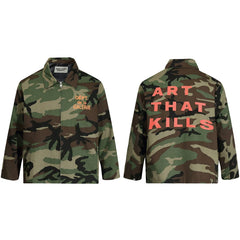 Gallery Depot autumn new letter logo printed coach jacket workwear camouflage men's zipper jacket