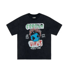GALLERY DEPT Retro Washed Vintage High Street Graffiti Cartoon Printed Men and Women Couple Cotton Short sleeved T-shirt