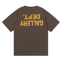 Midea GALLERY DEPT Inverted LOGO Design Letter Printed Half Sleeve T-shirt High Street Loose Men's and Women's Short Sleeves