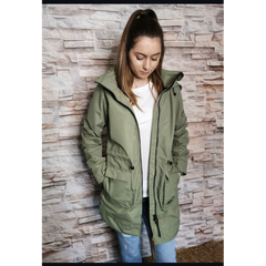ALIFE\u0026KICKIN/Alef\u0026Kiki Spring and Autumn Windproof Medium to Long Hooded Outdoor Hiking Work Jacket for Women