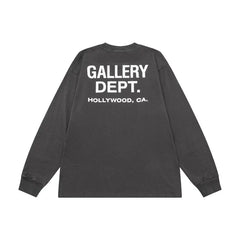 GALLERY DEPT High Street Trendy Brand Pure Cotton Loose Long Sleeve T-shirt with Letter Printing Spring and Autumn Bottom Shirt Top