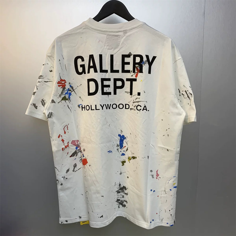 Gallery Depot PAINT SHOP SOUVENIR TEE New Ink Splash Printed Cotton Short sleeved T-shirt