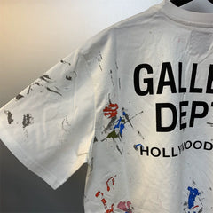 Gallery Depot PAINT SHOP SOUVENIR TEE New Ink Splash Printed Cotton Short sleeved T-shirt