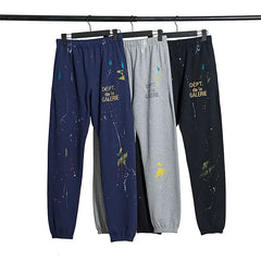 Gallery Dept Ink Splashing Graffiti Thin Pants High Street Trendy Brand Pure Cotton Casual Pants Men's and Women's Foot binding Sports Pants