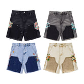 Gallery Dept Inkjet Logging Pants Splicing Work Pants Washed Jeans Shorts Versatile Casual Pentagram Pants
