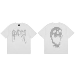 REVENGE White Cracked Skull T-Shirt