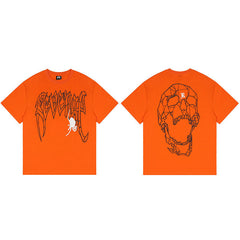REVENGE Skull Spider Graphic T-Shirt – Orange