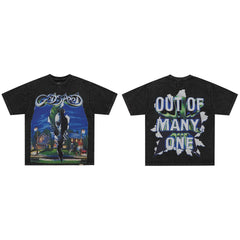 GodSpeed Out of Many One Washed Black Graphic T-Shirt
