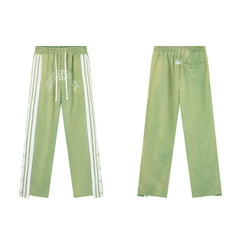 RoughPlay Sage‑Green Double‑Side White Stripe Straight Leg Sweatpants
