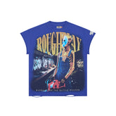 RoughPlay Masked Figure Double‑Sided Print Distressed Tee