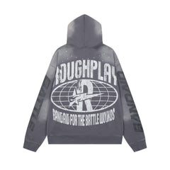 RoughPlay Red Portrait Graphic Vintage Hoodie