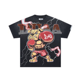 DUAA Boxing Bulldog Lightning Vintage Graphic Oversized T‑Shirt