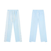 RoughPlay Light‑Blue Double‑Side White Stripe Straight Leg Sweatpants