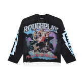 RoughPlay Angel Figure Graphic Distressed Long Sleeve Tee