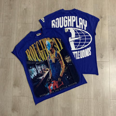 RoughPlay Masked Figure Double‑Sided Print Distressed Tee