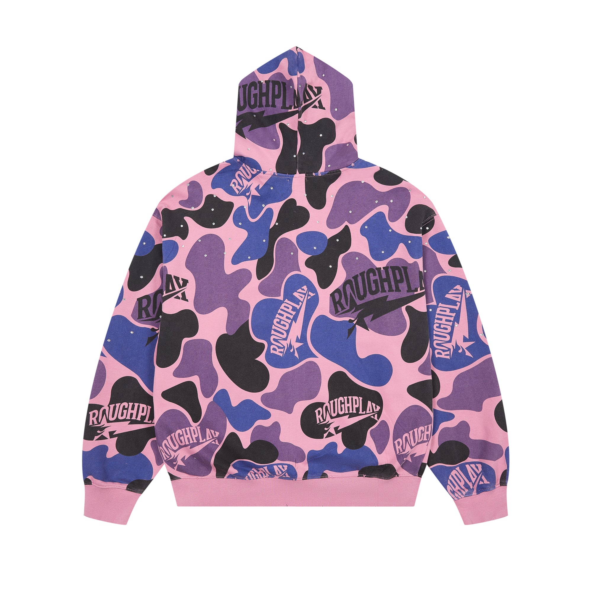 RoughPlay Pink Purple Camo Print Zip‑Up Vintage Hoodie