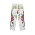 White Washed Heart Letter Graphic Wide Leg Pants