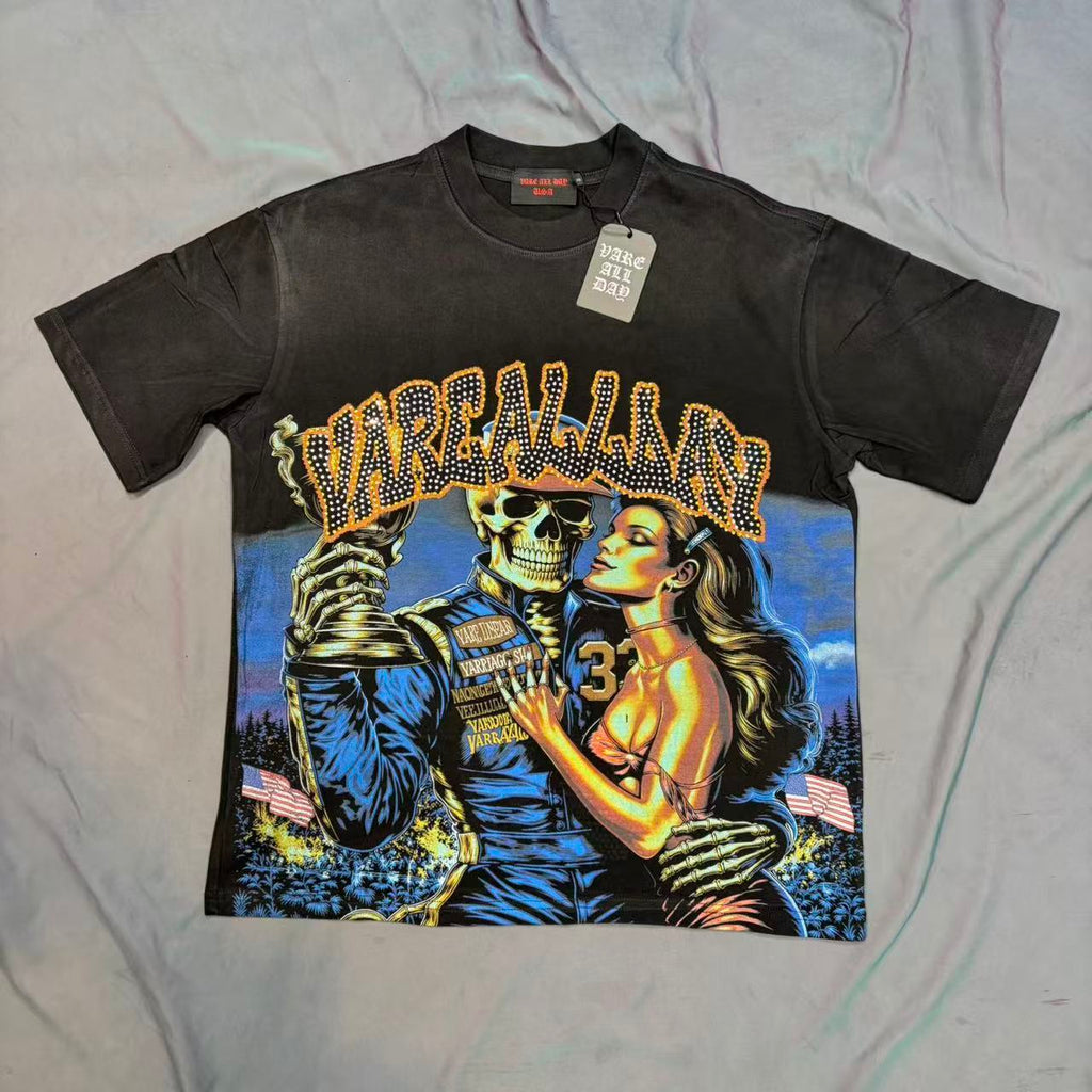 Varecallay Skull Cowboy Western Cropped T‑Shirt
