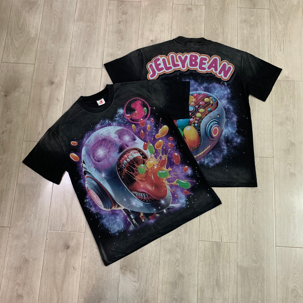DUAA JELLYBEAN Robot Head Jelly Bean Galaxy Graphic Short Sleeve Tee