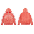 RoughPlay Red Tie‑Dye Varsity Stripe Zip‑Up Vintage Hoodie