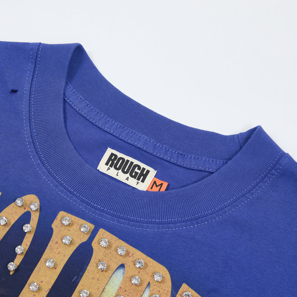 RoughPlay Masked Figure Double‑Sided Print Distressed Tee