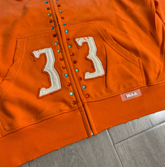 DUAA Orange Studded Varsity Hoodie
