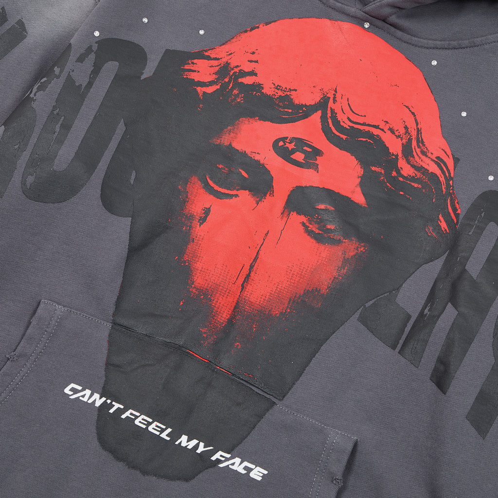 RoughPlay Red Portrait Graphic Vintage Hoodie