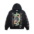 DUAA Silent Venom Panther Snake Graphic Zip‑Up Hoodie Vintage Streetwear Hooded Jacket
