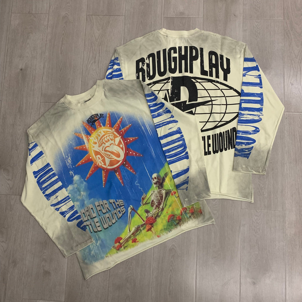 RoughPlay Sun Skeleton Nature Vintage Distressed Long Sleeve Tee