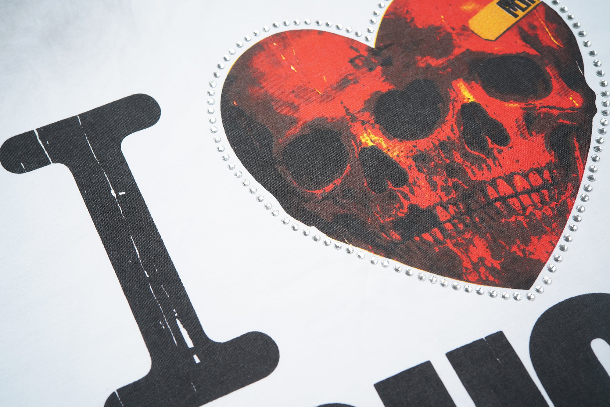 RoughPlay I Love Rough Skull Heart Graphic Distressed Short‑Sleeve Tee Vintage Streetwear T‑Shirt
