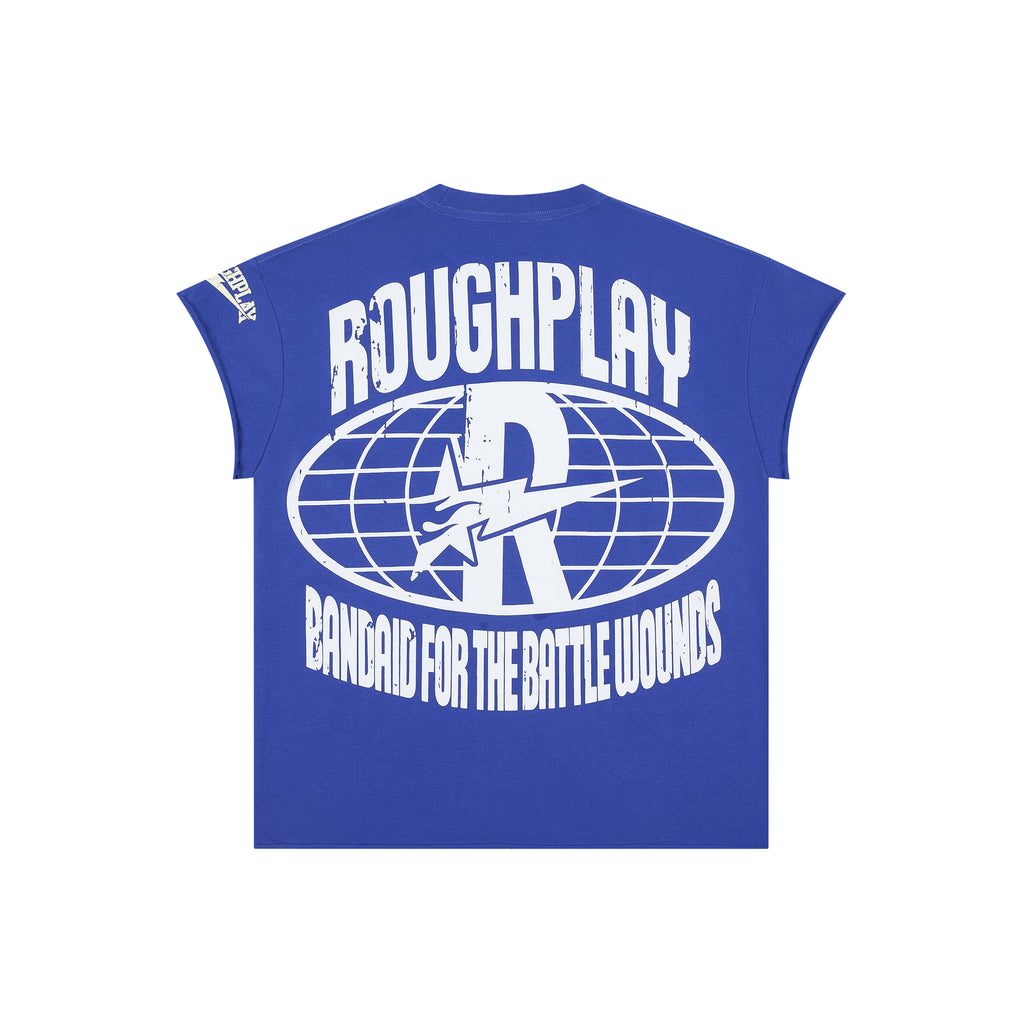 RoughPlay Masked Figure Double‑Sided Print Distressed Tee