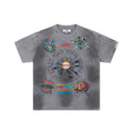 DUAA Psychedelic Organ Art Vintage Washed Graphic T‑Shirt