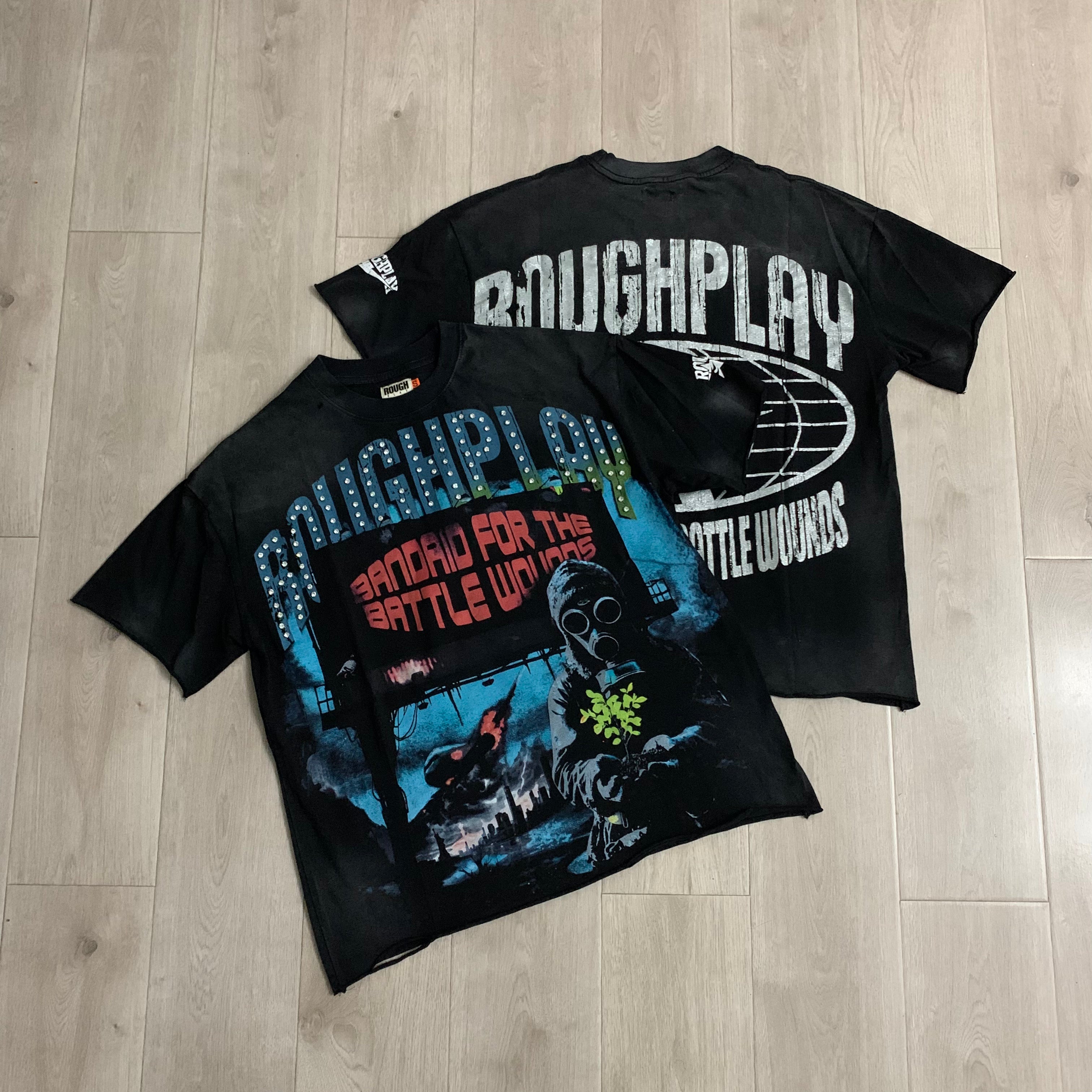 RoughPlay Gas Mask Figure Graphic Distressed Tee