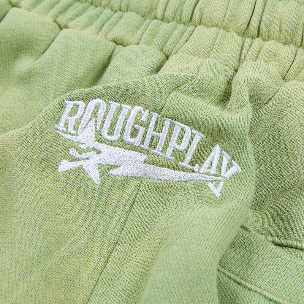 RoughPlay Sage‑Green Double‑Side White Stripe Straight Leg Sweatpants