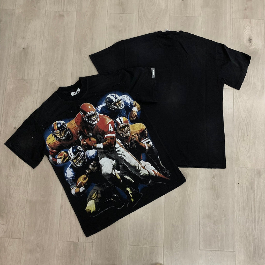 DUAA American Football Players Collage Vintage Graphic T‑Shirt