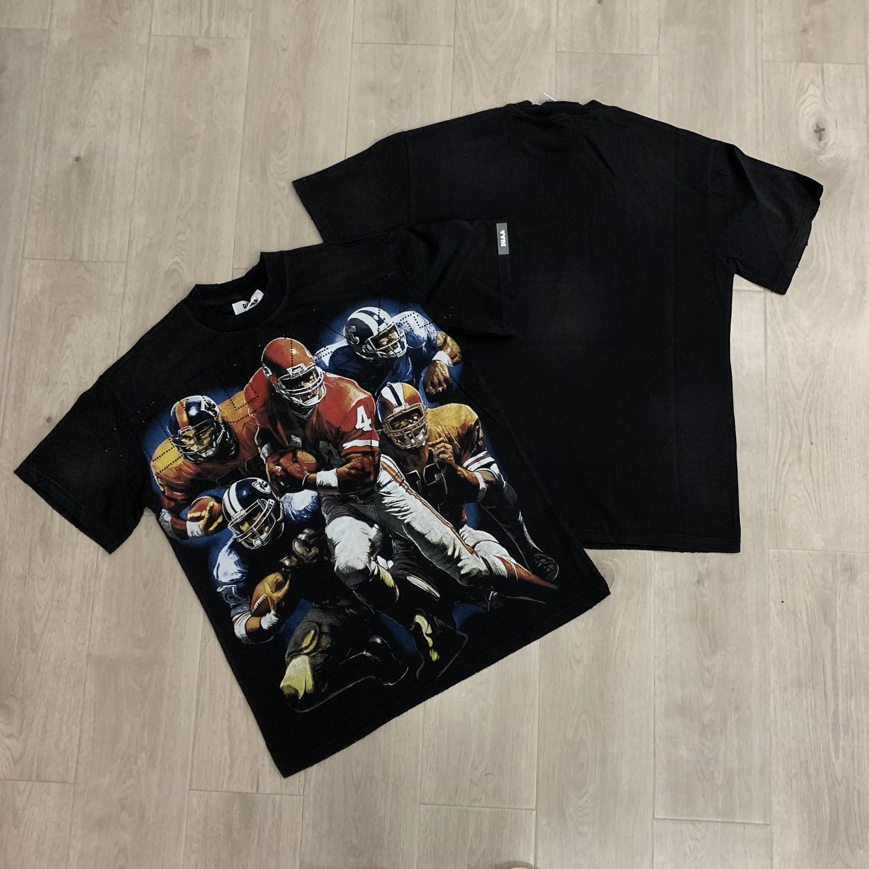 DUAA American Football Players Collage Vintage Graphic T‑Shirt