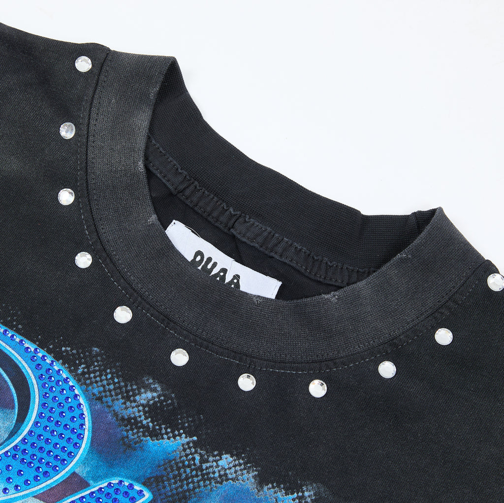 DUAA Malibu California Motorcycle Vintage Studded Graphic T‑Shirt