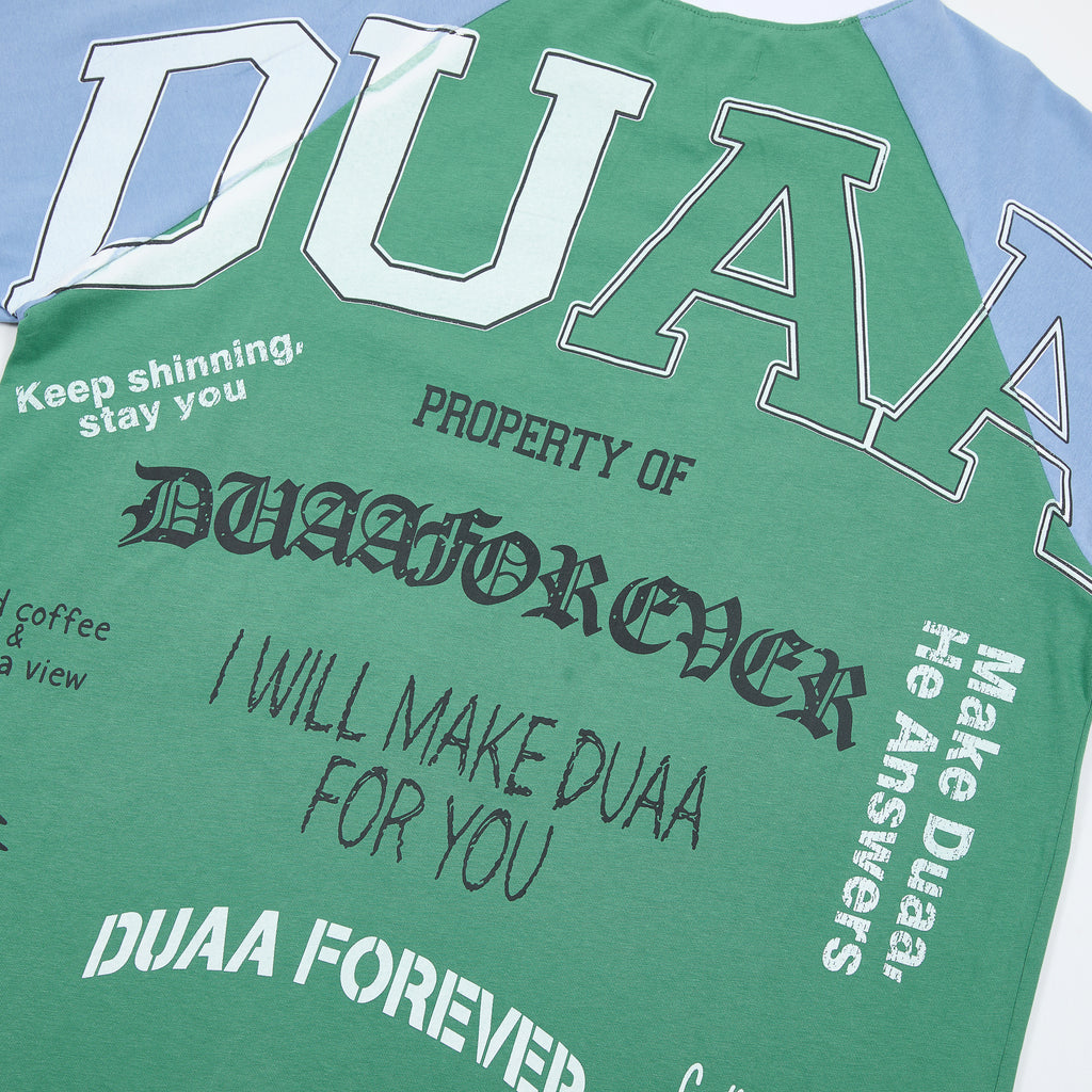 DUAA Raglan Slogan Letter Graphic Short Sleeve Tee