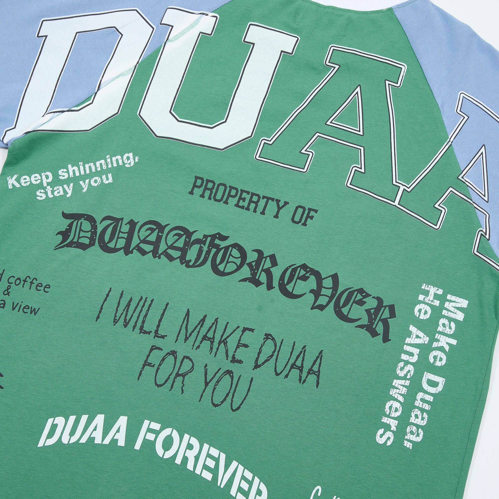 DUAA Raglan Slogan Letter Graphic Short Sleeve Tee