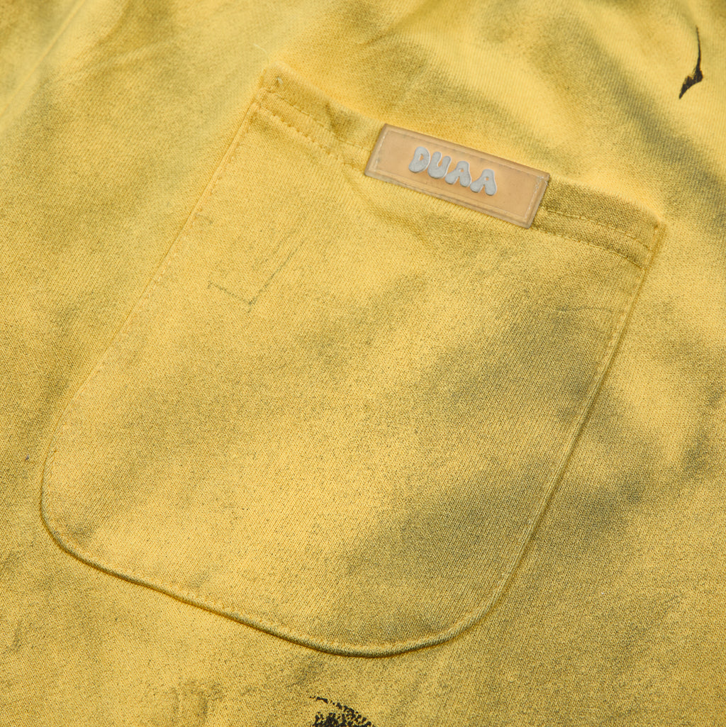 Yellow Vintage Sketch Letter Graphic Wide Leg Pants