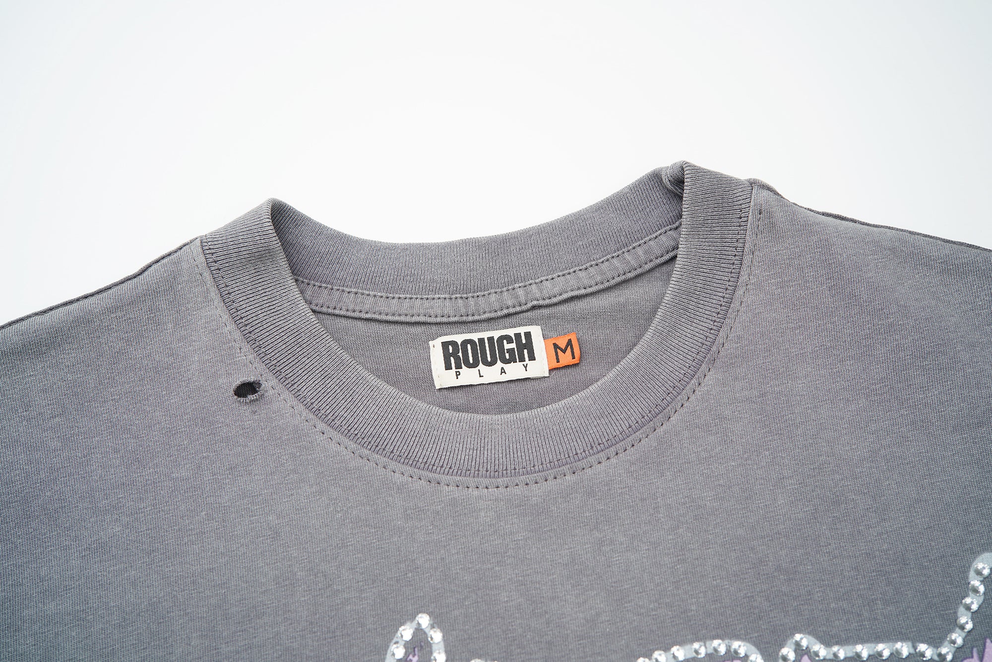 RoughPlay Rockstar Skeleton Graphic Distressed Short‑Sleeve Tee Vintage Streetwear T‑Shirt