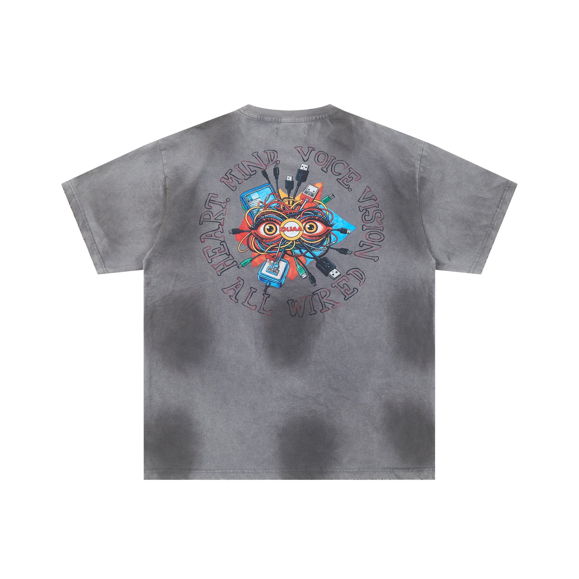 DUAA Psychedelic Organ Art Vintage Washed Graphic T‑Shirt