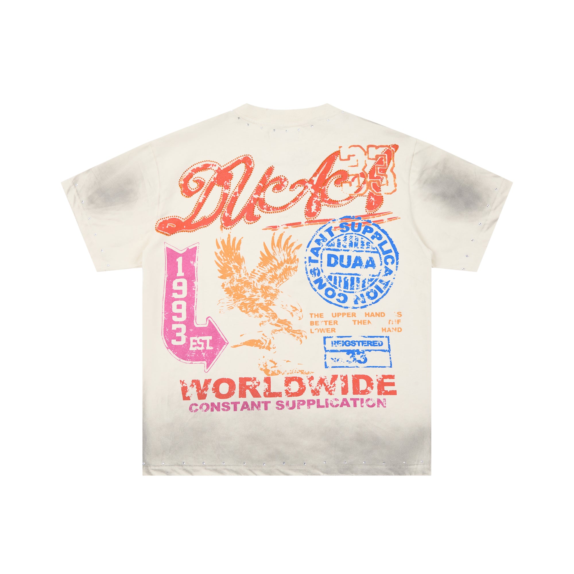 DUAA Worldwide Script Logo Vintage Washed T‑Shirt
