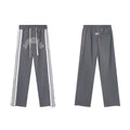 RoughPlay Dark‑Grey Double‑Side White Stripe Straight Leg Sweatpants